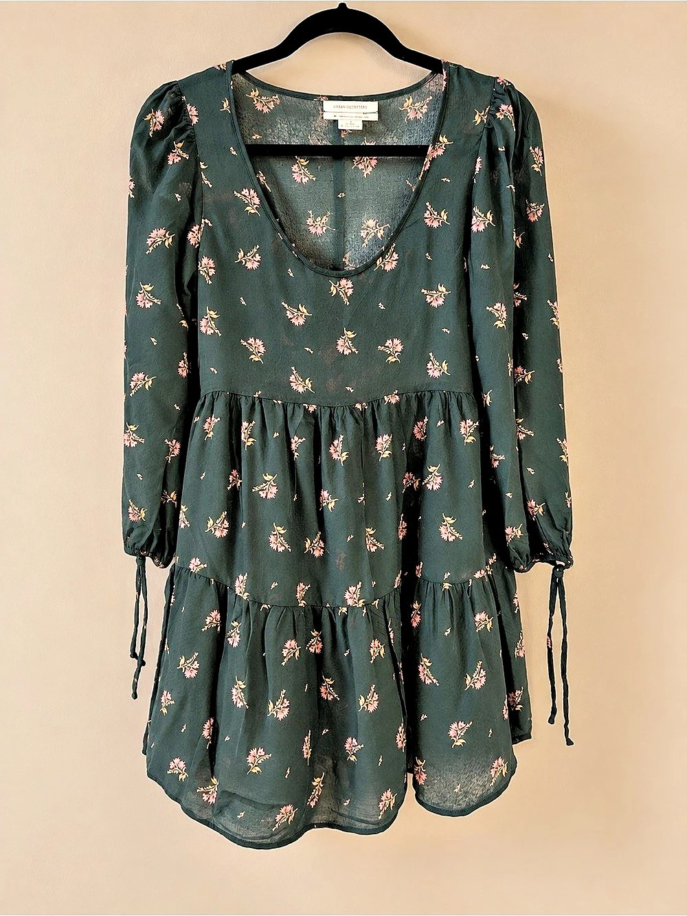 Urban Outfitters Floral Mini Dress in Green & Pink Size Small